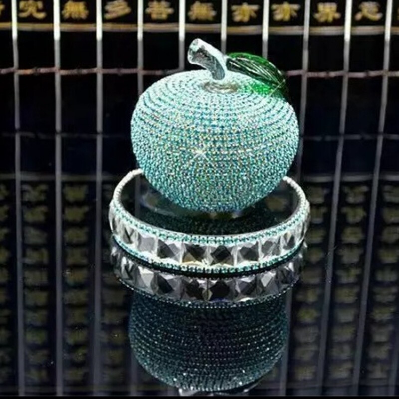 8090*水晶鑲鉆汽車香水座式香水創(chuàng)意車載車用香水蘋(píng)果時(shí)尚車飾 天藍(lán)